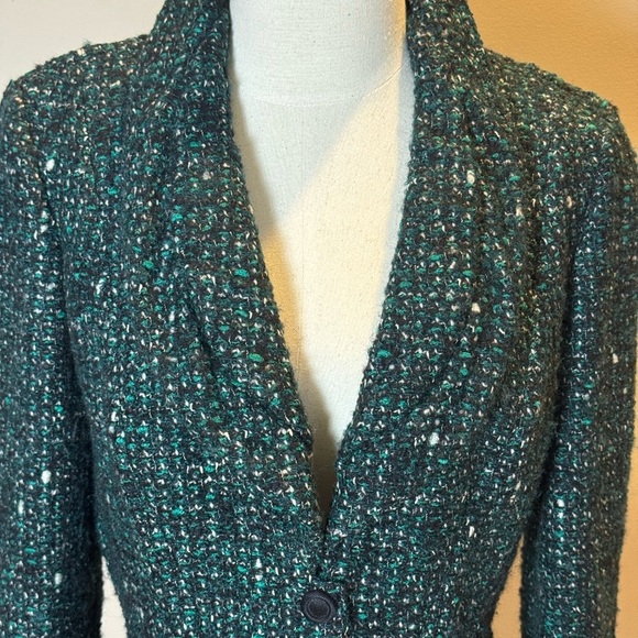 Vintage Thierry Mugler Green Tweed Wool Jacket Size 42 - Picture 2 of 12